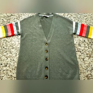 Boden size 6 green and multicolor v neck button-up cardigan